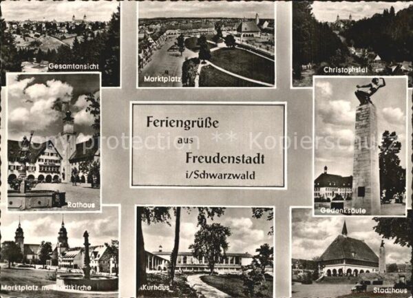 Freudenstadt Gesamtansicht Rathaus Marktplatz mit St