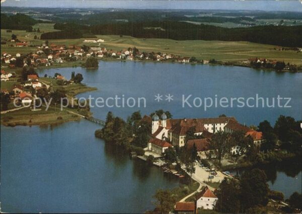 Seeon-Seebruck Fliegeraufnahme Insel Schloss-Hotel und