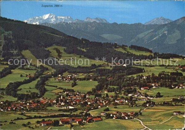 Bad Kohlgrub Fliegeraufnahme Moorheilbad mit Zugspit