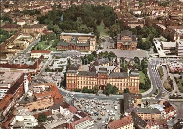 Darmstadt Fliegeraufnahme Marktplatz mit Schloß