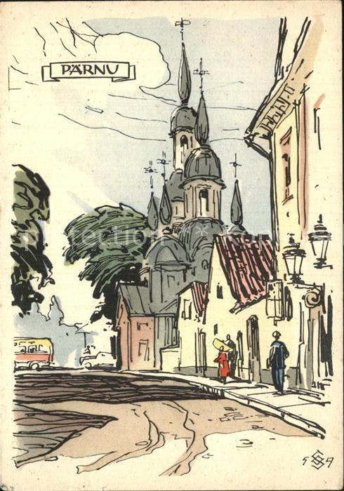 Paernu Künstlerkarte Kirchenpartie Vana-Strass