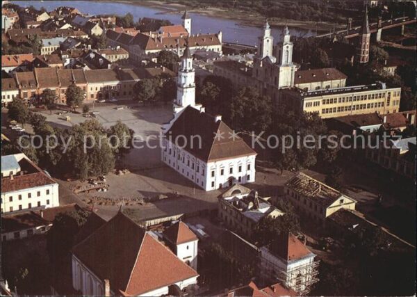 Kaunas Kowno Fliegeraufnahme mit Brücke Kirchen