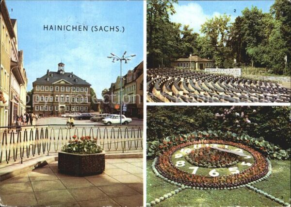Hainichen Sachsen Rathaus Freilichtbühne Blumenuhr