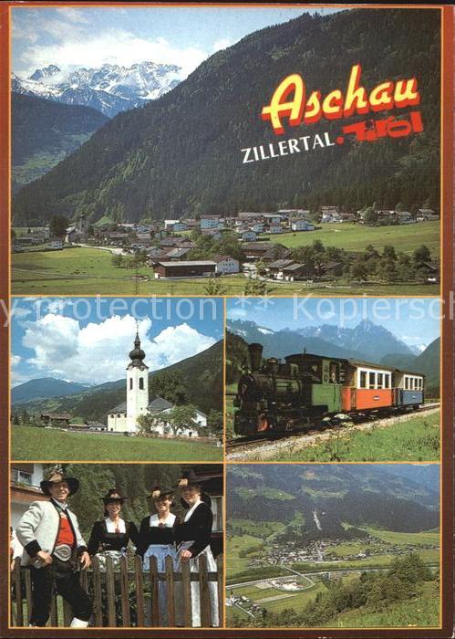 Aschau Zillertal Gesamtansicht mit Alpenpanorama Kirche