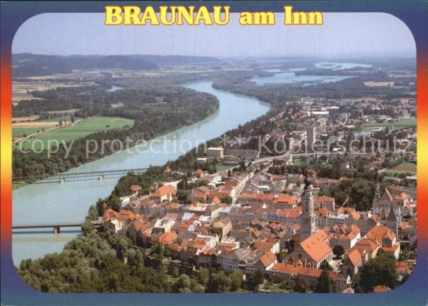 Braunau Inn Stadtbild mit Pfarrkirche 15. Jhdt. Inn