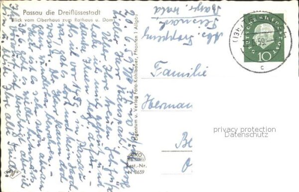 Passau Blick vom Oberhaus zum Rathaus und Dom – Bild 2