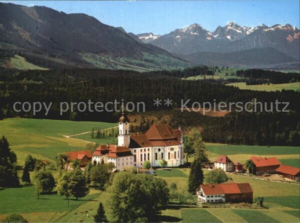 Wies Allgaeu Fliegeraufnahme Wallfahrtskirche