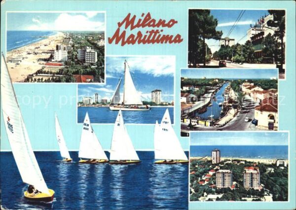Milano Marittima Fliegeraufnahme Strand Kanal Segelboote