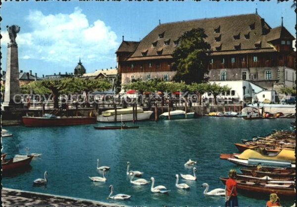 Konstanz Bodensee Konzil und Gondelhafen mit Zeppelindenk