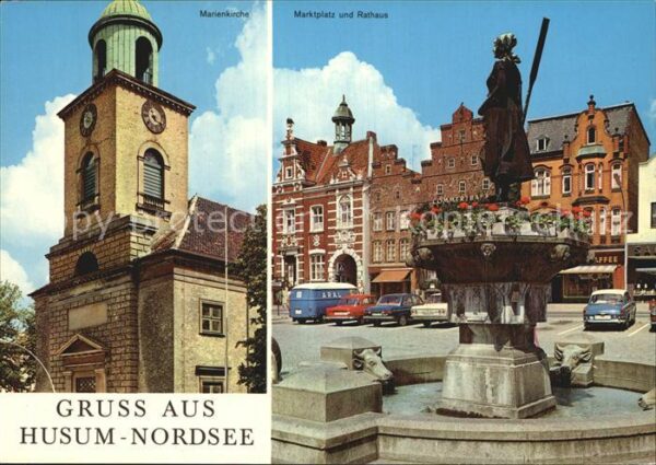 Husum Nordfriesland Marienkirche Marktplatz Rathaus Brunnen