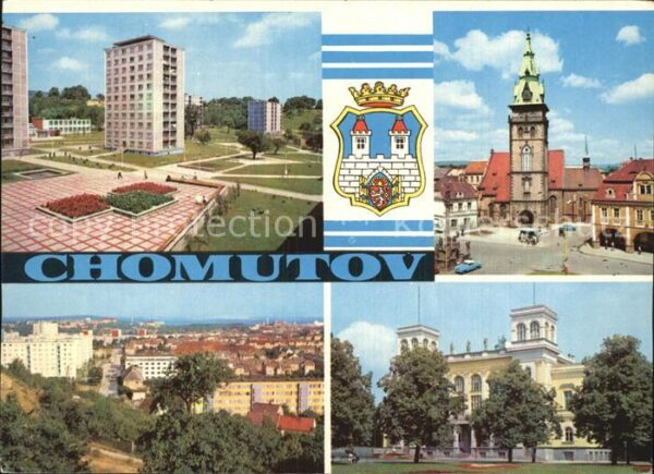 Chomutov Hochhaus Teilansicht Kirche