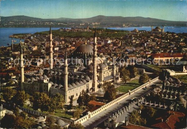 Istanbul Constantinopel Süleymaniye Camiinin havadan görünüsü