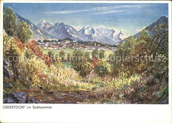 Oberstdorf Künstlerkarte Originalgemälde von Ecker