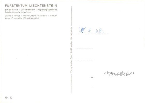Liechtenstein  Schloss Vaduz Regierungsgebäude Frieden – Bild 2