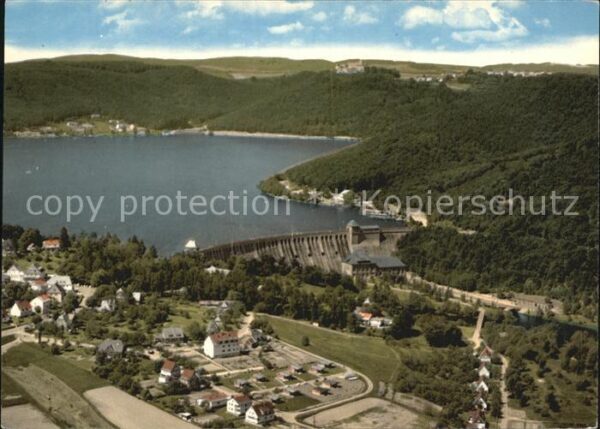 Hemfurth-Edersee Fliegeraufnahme mit Sperrmauer und Schl