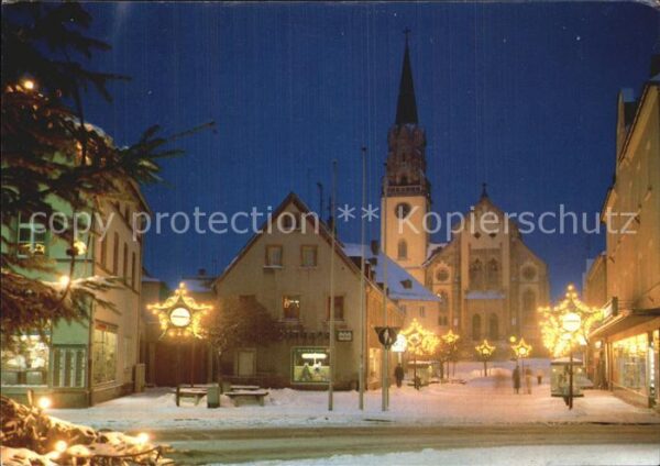 Selb Fußgängerzone mit Stadtkirche zu Weihna