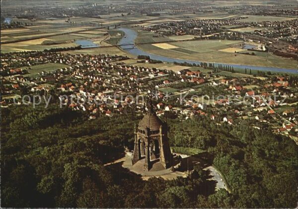 Porta Westfalica Fliegeraufnahme mit Weser