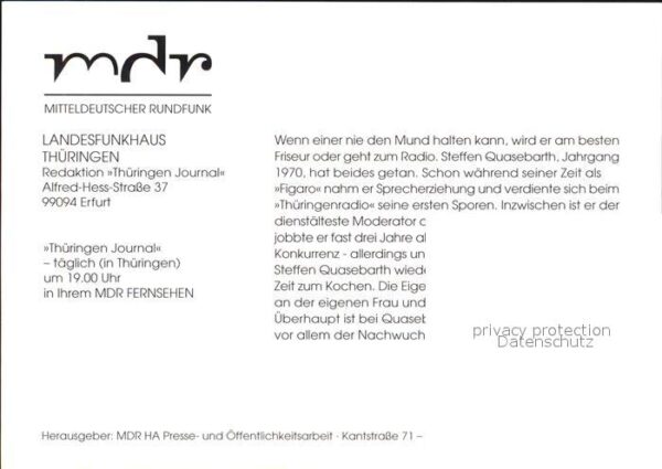 Rundfunk MDR Thüringen Journal Steffen Quasebart – Bild 2