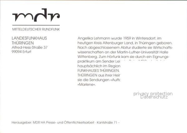 Rundfunk MDR 1 Radio Thüringen Angelika Lehmann – Bild 2