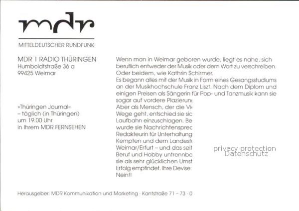 Rundfunk MDR 1 Radio Thüringen Kathrin Schirmer – Bild 2