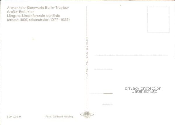Sternwarte Urania Observatorium Archenhold Berlin-Treptow Grosser Refra – Bild 2