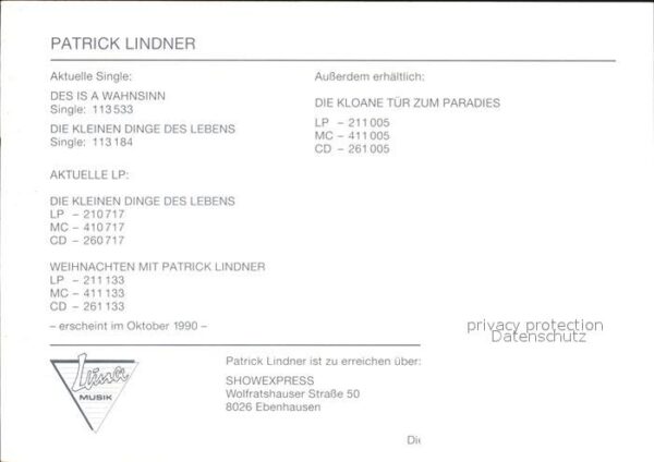 Saenger Band Patrick Lindner Autogramm – Bild 2