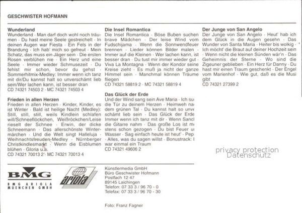 Saenger Band Geschwister Hofmann Autogramm – Bild 2