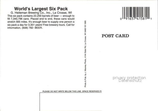 Bier World_s Largest Six Pack G. Heileman Be – Bild 2