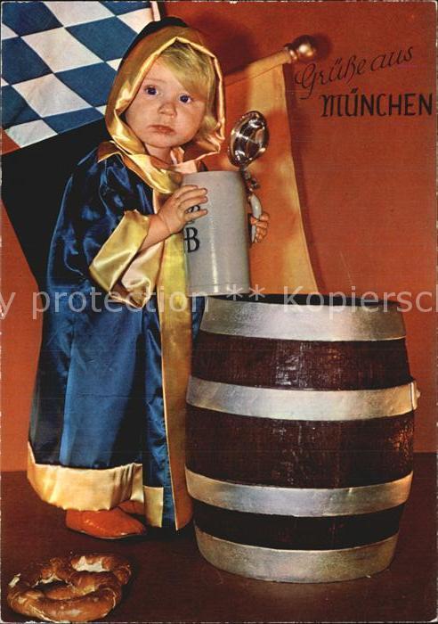 Muenchner Kindl Bierfass Bierkruf Brezel