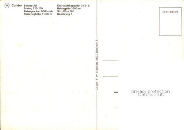Flugzeuge Zivil Condor Europa-Jet Boeing 727-230 – Bild 2