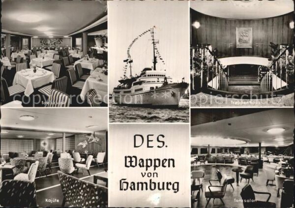Schiffe Ships Navires Wappen von Hamburg Speisesaal Kajüte Ta