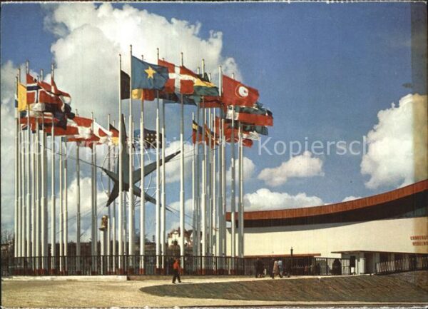 Exposition Universelle Bruxelles 1958 Etendards des Nations Porte Mondiale