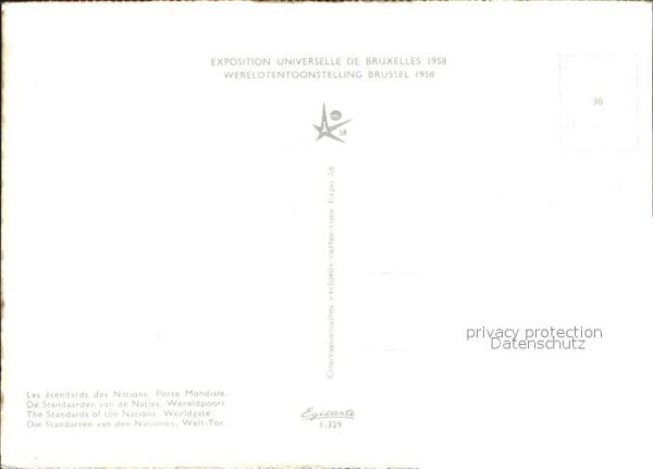 Exposition Universelle Bruxelles 1958 Etendards des Nations Porte Mondiale – Bild 2