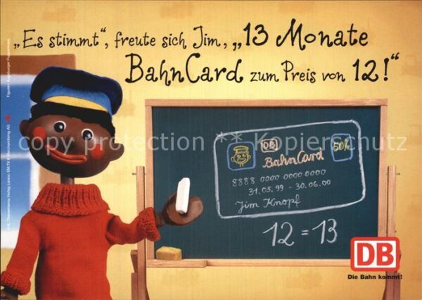 Werbung Reklame Deutsche Bahn BahnCard Jim Schultafel
