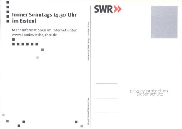 Fernsehen TV 100 Deutsche Jahre ARD Das Erste SWR Ki – Bild 2