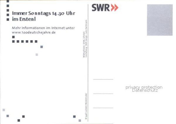 Fernsehen TV 100 Deutsche Jahre ARD Das Erste SWR – Bild 2