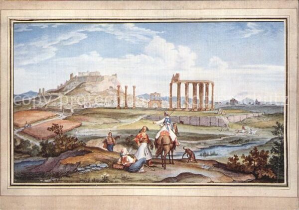 Kuenstlerkarte D. Kyriazis Athens Early 19th Century