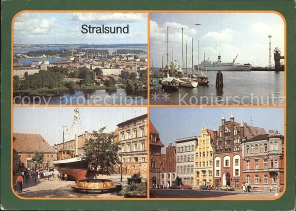Stralsund Mecklenburg Vorpommern Blick von Marienkirche auf Dänholm Hafe