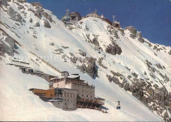 Zugspitze mit Hotel Schneefernerhaus Gletscherbah