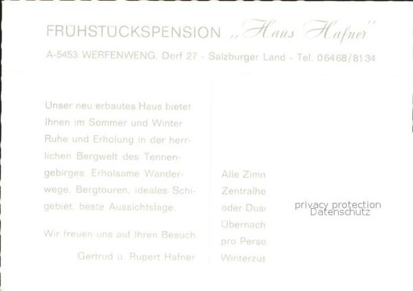 Werfenweng Haus Hafner Gastraum Doppelzimmer Ausse – Bild 2