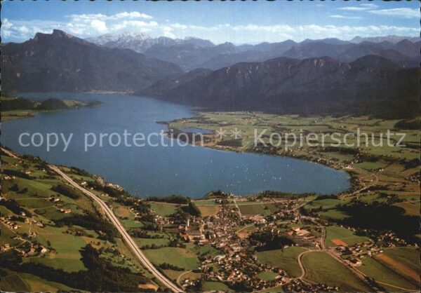 Mondsee Salzkammergut Schafberg Hoher Dachstein Fliegeraufnah