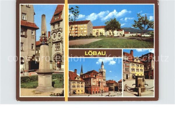 Loebau Sachsen postmeilensäule Blick zum Löbauer Berg