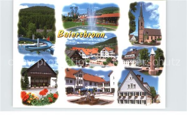 Baiersbronn Schwarzwald Dorfplatz Kirche Brunnen Riesenrutsche