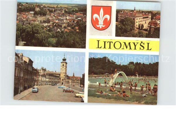 Litomysl Gesamtansicht Platz mit Kirche Schwimmb