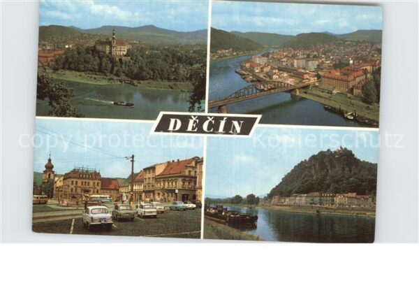 Decin Boehmen Schloss Brücke Platz Teilansicht