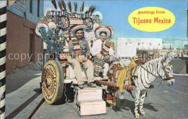 Tijuana Colorful donkey carts in native costume