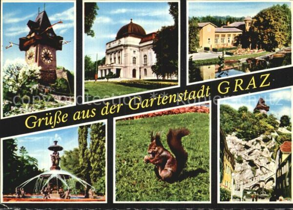 Graz Steiermark Uhrturm Hotel Park Brunnen Eichhörnchen