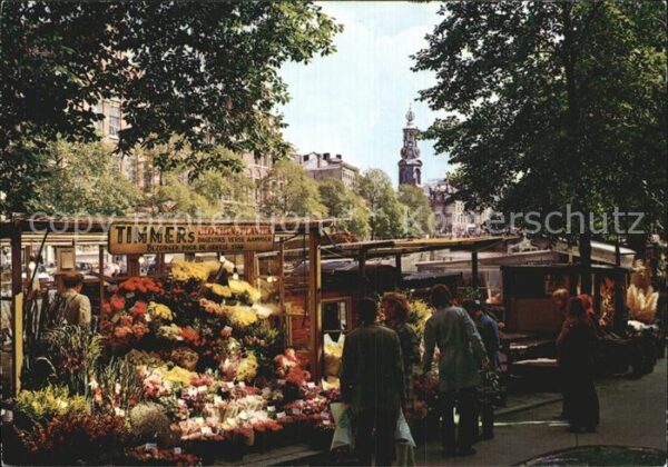 Amsterdam Niederlande Bloemenmarkt met Munttoren