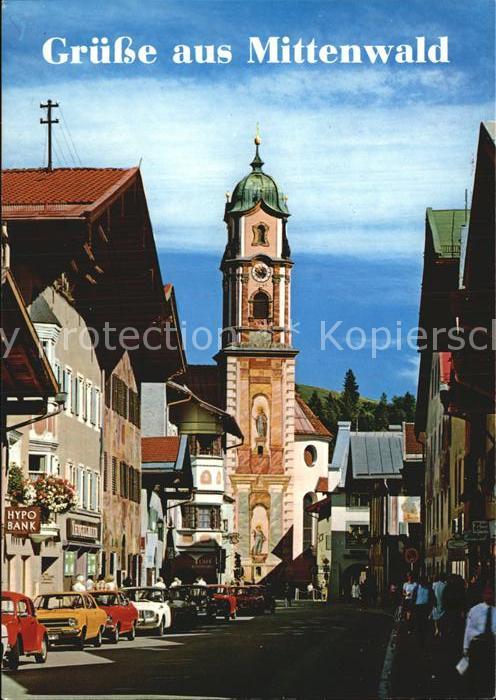 Mittenwald Bayern Häuser mit Freskomalereien Pfarrkirche