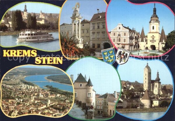 Krems Donau mit Stein Donau Fahrgastschiff Denkmal